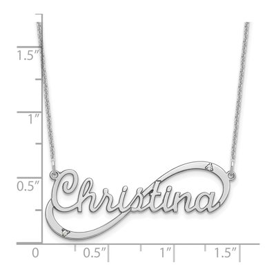 10K White Gold Diamond Personalized Name Infinity Necklace – view 3