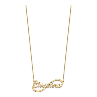 10K Yellow Gold Diamond Personalized Infinity Name Necklace – view 2