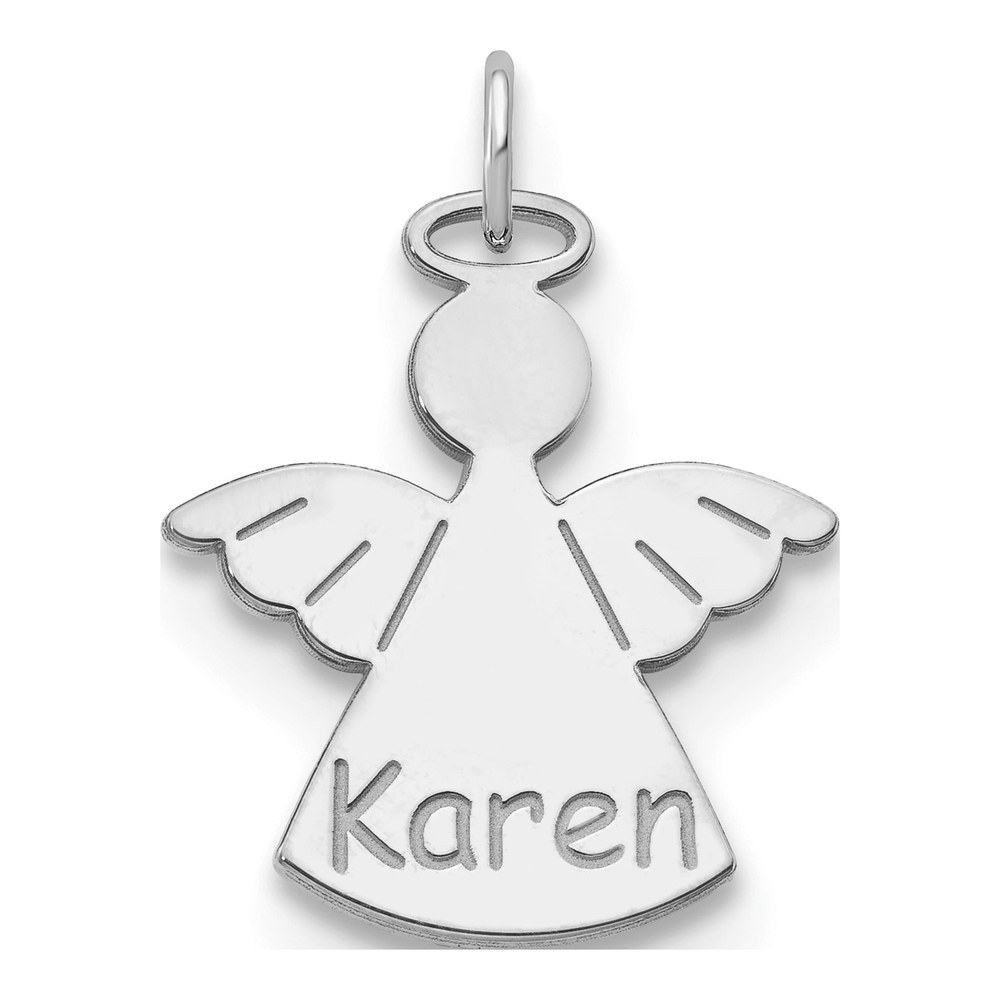10K White Gold Personalized Angel Pendant