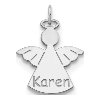 10K White Gold Personalized Angel Pendant