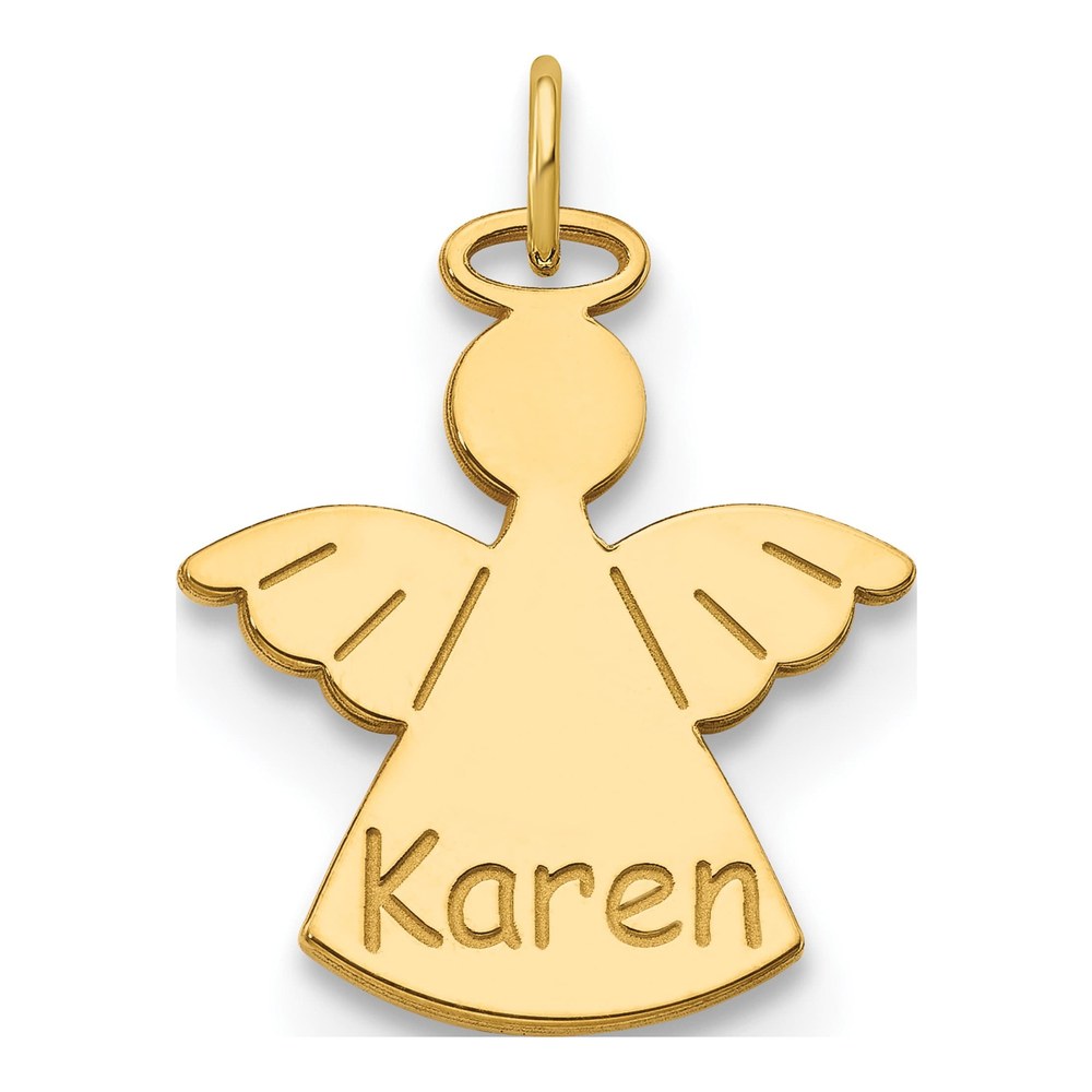 10K Yellow Gold Personalized Angel Charm