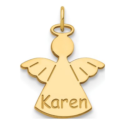 10K Yellow Gold Personalized Angel Charm