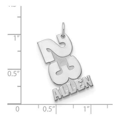 10K White Gold Stacked Number Name Charm – view 2