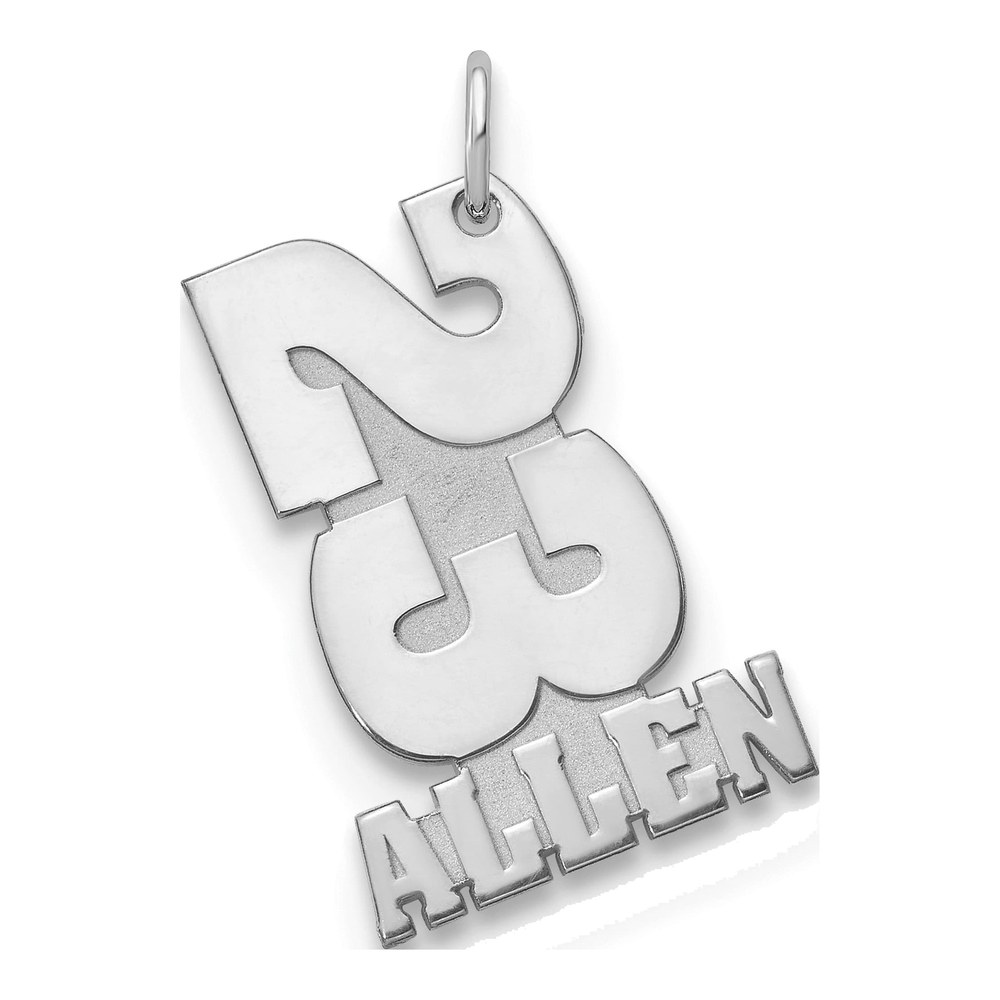 10K White Gold Stacked Number Name Charm