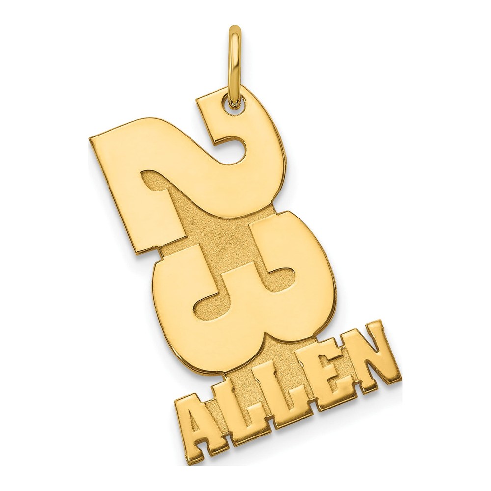 10K Yellow Gold Personalized Name Number Charm
