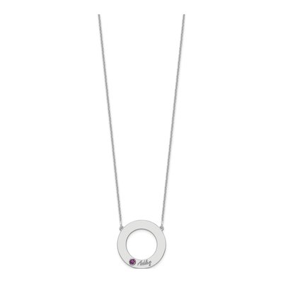 10K White Gold Personalized Name Birthstone Circle Necklace – view 3