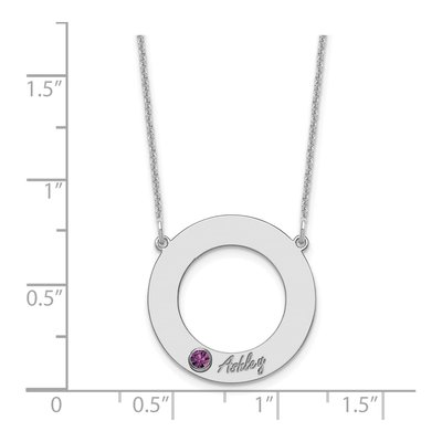 10K White Gold Personalized Name Birthstone Circle Necklace – view 4