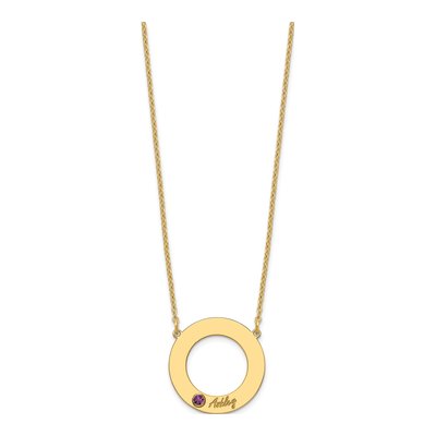 10K Yellow Gold Personalized Name Birthstone Circle Necklace – view 3