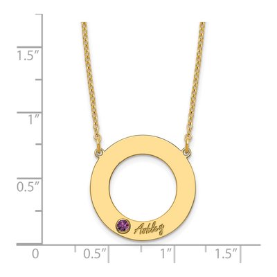 10K Yellow Gold Personalized Name Birthstone Circle Necklace – view 4