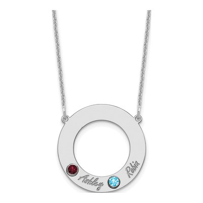 10K White Gold Personalized 2-Name Birthstone Circle Necklace – view 2