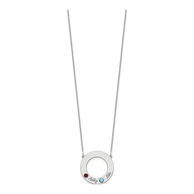 10K White Gold Personalized 2-Name Birthstone Circle Necklace – view 3