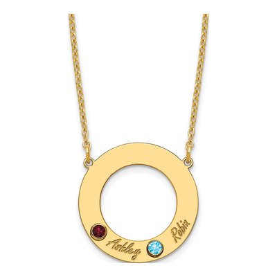 10K Yellow Gold Personalized 2-Name Birthstone Circle Necklace – view 2