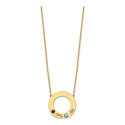 10K Yellow Gold Personalized 2-Name Birthstone Circle Necklace – view 3