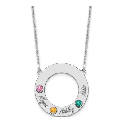 10K White Gold 3-Name Birthstone Necklace – view 2