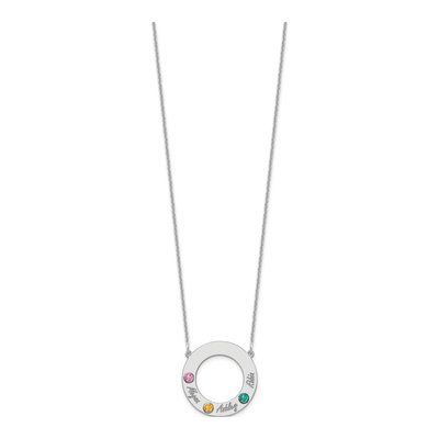 10K White Gold 3-Name Birthstone Necklace – view 3