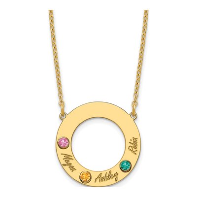 10K Yellow Gold Personalized 3-Name Birthstone Circle Necklace – view 2