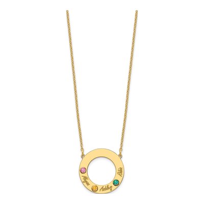 10K Yellow Gold Personalized 3-Name Birthstone Circle Necklace – view 3