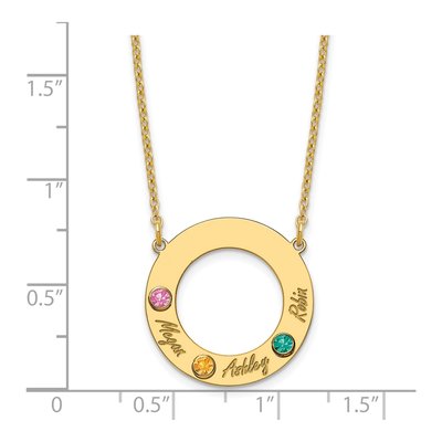10K Yellow Gold Personalized 3-Name Birthstone Circle Necklace – view 4