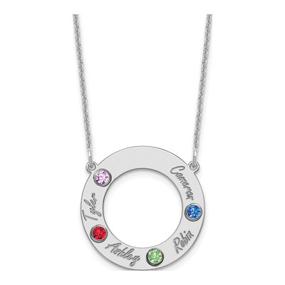 10K White Gold Personalized 4-Name Birthstone Necklace – view 2
