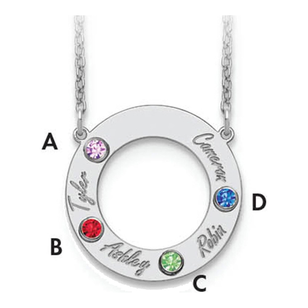 Personalized 4 Name & Birthstone Necklace