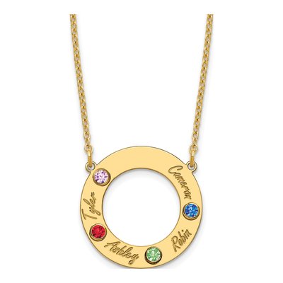 10K Yellow Gold 4-Name Birthstone Necklace – view 2