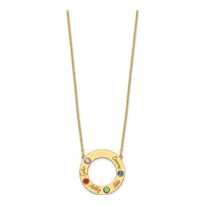 10K Yellow Gold 4-Name Birthstone Necklace – view 3