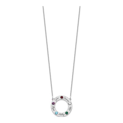 10K White Gold Personalized 5-Name Birthstone Circle Necklace – view 3