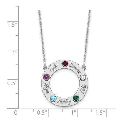 10K White Gold Personalized 5-Name Birthstone Circle Necklace – view 4