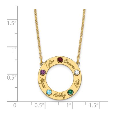 10K Yellow Gold Personalized 5-Name Birthstone Cutout Circle Necklace – view 4