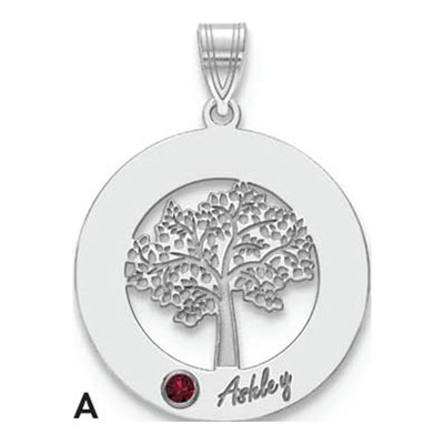 10K White Gold Personalized Family Tree Pendant