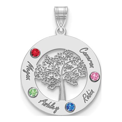 10K White Gold Family Tree Pendant – view 2