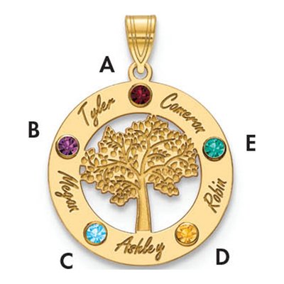 10K Yellow Gold Family Tree Pendant