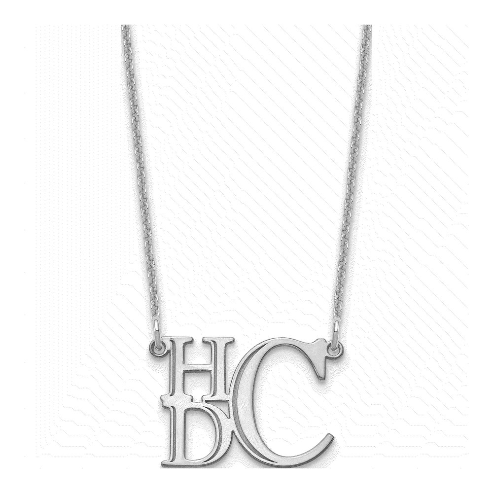 10K White Gold Personalized Monogram Pendant Necklace