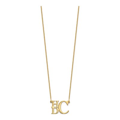 10K Yellow Gold Personalized Monogram Pendant Necklace – view 2
