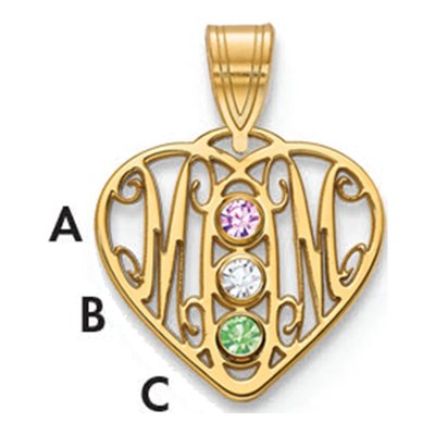 10K Yellow Gold MOM Heart Pendant