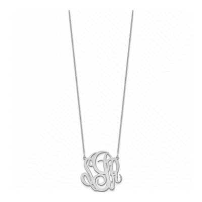 10K White Gold Monogram Pendant Necklace – view 2