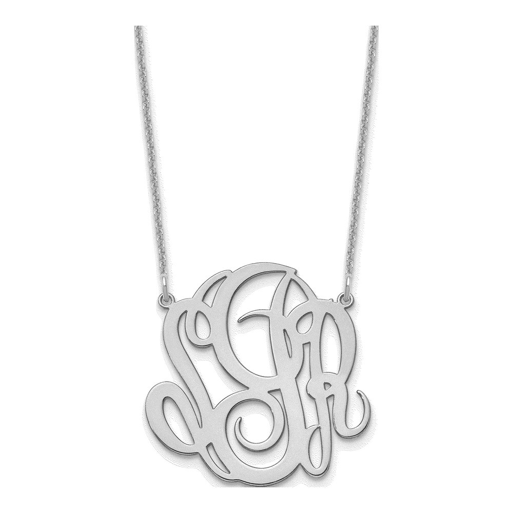 10K White Gold Monogram Pendant Necklace