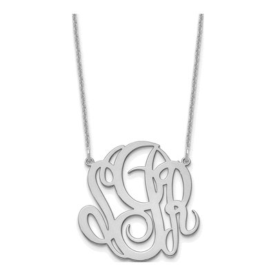 10K White Gold Monogram Pendant Necklace