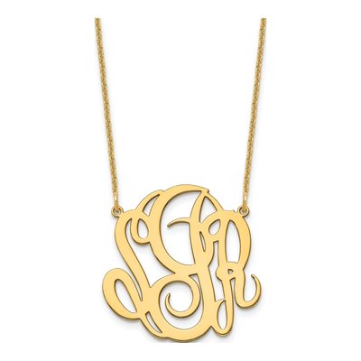 10K Yellow Gold Personalized Monogram Pendant Necklace