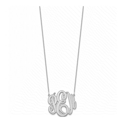 10K White Gold Etched Monogram Pendant Necklace – view 2