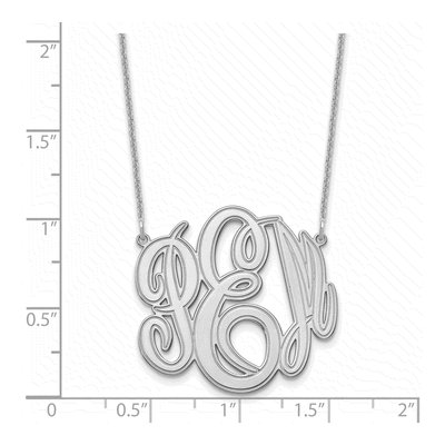 10K White Gold Etched Monogram Pendant Necklace – view 3