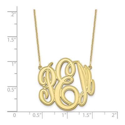 10K Yellow Gold Etched Monogram Pendant Necklace – view 3