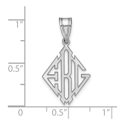 10K White Gold Diamond Shaped Monogram Pendant – view 2