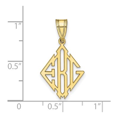 10K Yellow Gold Diamond Shape Monogram Pendant – view 2