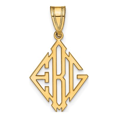 10K Yellow Gold Diamond Shape Monogram Pendant