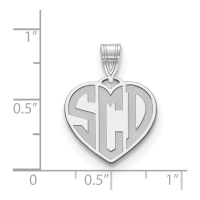 10K White Gold Etched Monogram Heart Pendant – view 2