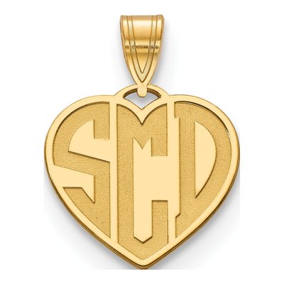 10K Yellow Gold Personalized Monogram Heart Charm