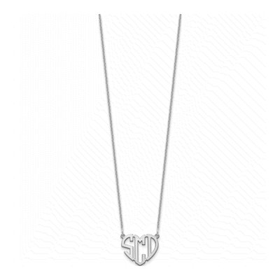 10K White Gold Heart Monogram Pendant Necklace – view 2