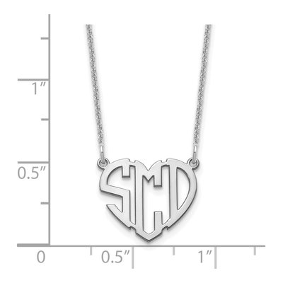 10K White Gold Heart Monogram Pendant Necklace – view 3