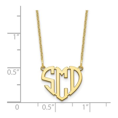 10K Yellow Gold Heart Monogram Pendant Necklace – view 3